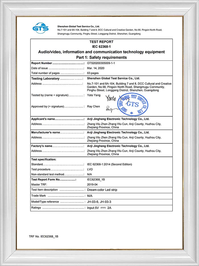 Anji Yuhui Furniture Co., Ltd. SKÚŠOBNÁ SPRÁVA IEC 62368-1